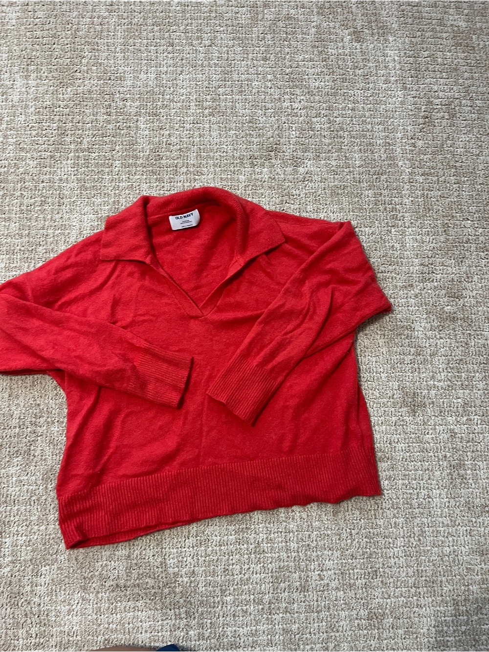 SUPER SOFT! Red Collared V-Neck Sweater - Old Navy